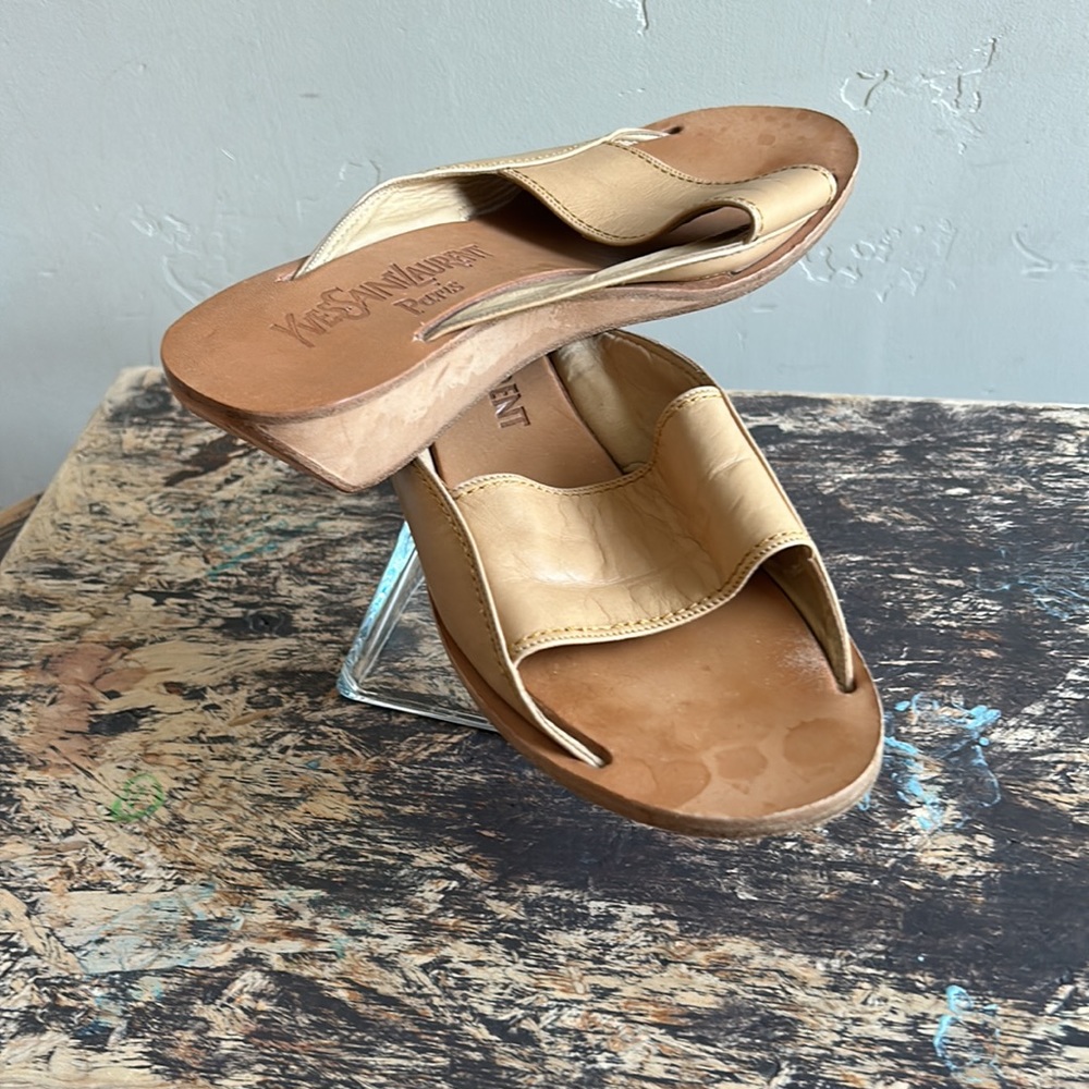 YSL AUTHENTIC Leather Slides 5.5 M